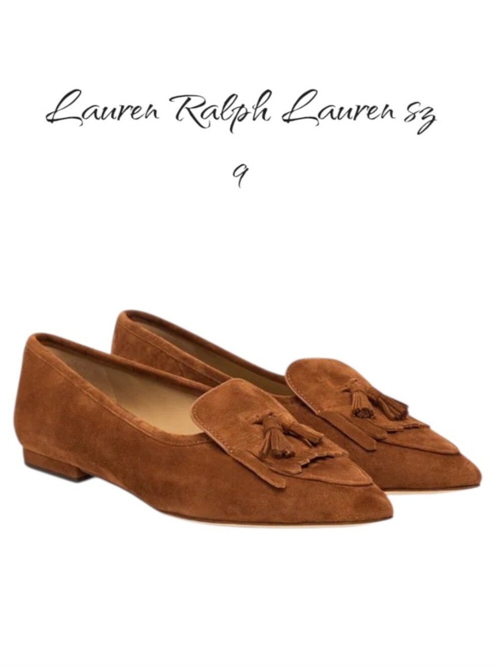 Lauren Ralph Lauren Adrienne Tan Suede Kiltie Tassel Pumps Size 9